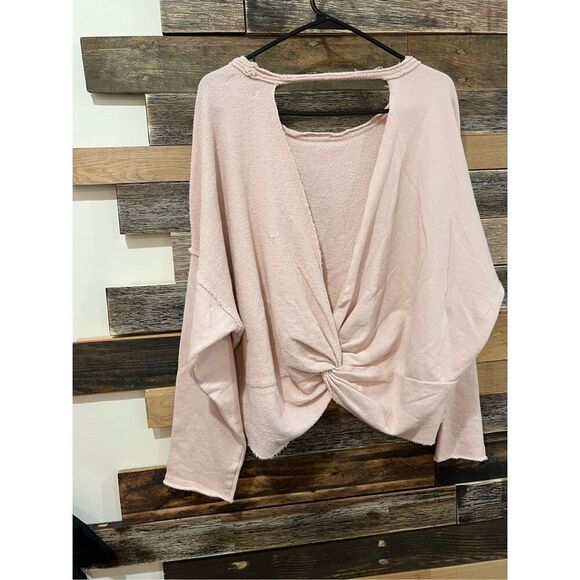 Aerie NWOT Get Out Town Tie Back Sweatshirt pink sz Medium - Picture 4 of 9